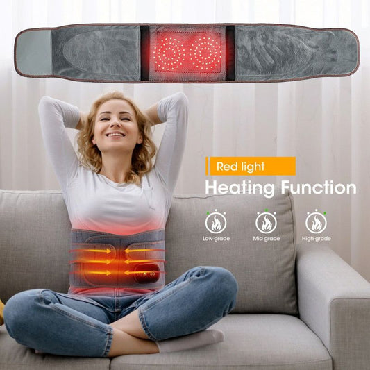 Far Infrared Hot Compress Waist Support Belt, Wireless USB Charging Vibration Massager Belt for Lumbar & V1265-AU-144-HUI