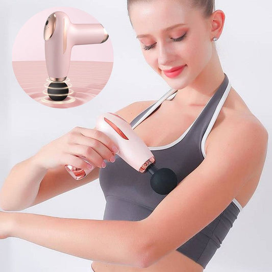 Black - Portable Mini Fascia Gun with 4 Massage Heads, Type-C Rechargeable Low-Noise Handheld Percussion V1265-AU-145-HEI