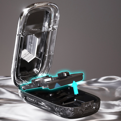 2-in-1 Pill Cutter with Storage Case, 1/2 & 1/3 Equal Parts Adjustable Tablet Splitter, Portable Travel V1265-AU-151-LAN
