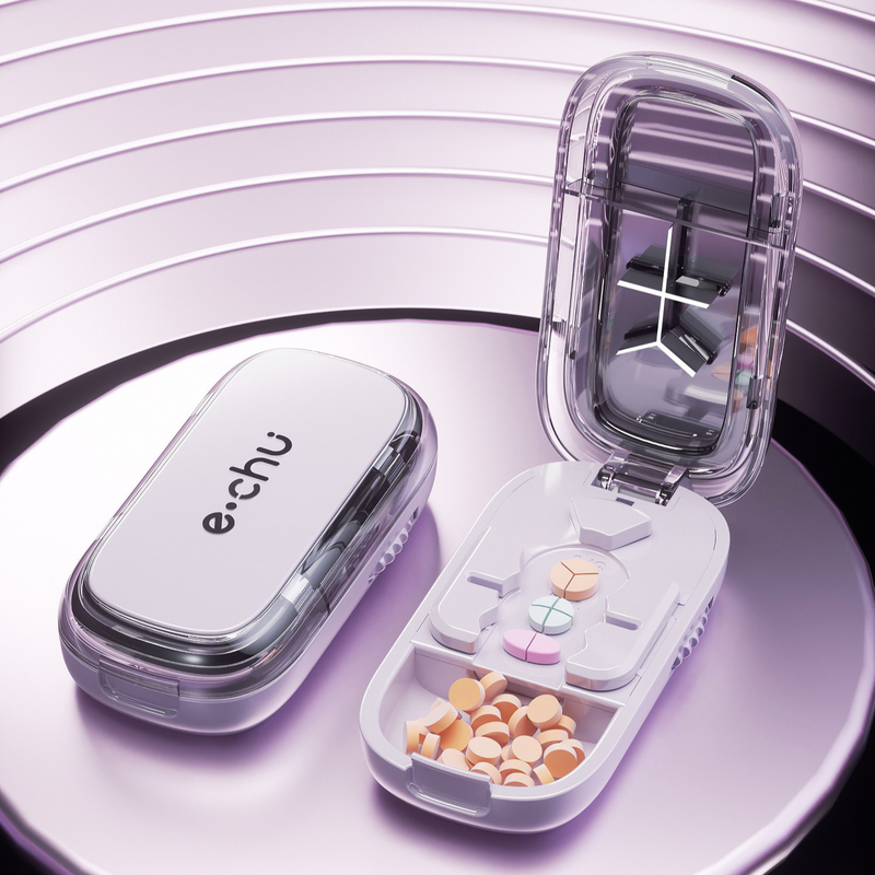 3-in-1 Pill Cutter with Storage Box, 2/3/4 Equal Parts Adjustable Tablet Splitter, Portable Travel Medicine V1265-AU-152-FEN