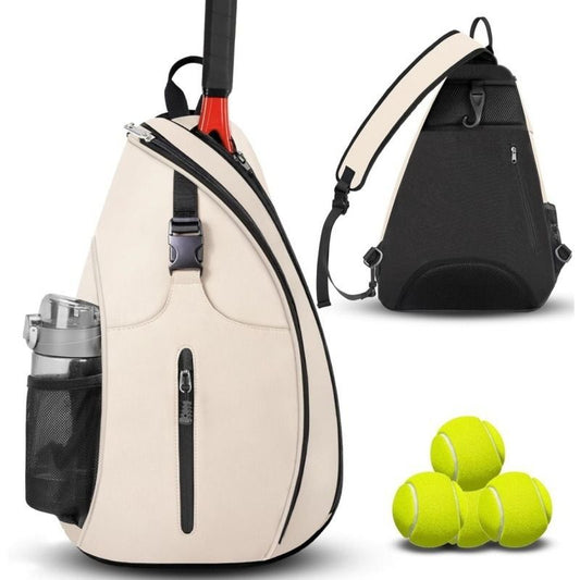 Multifunction Sling Tennis Bag, Waterproof Oxford Crossbody Sports Backpack, with Water Bottle Pocket & V1265-AU-155-BAI
