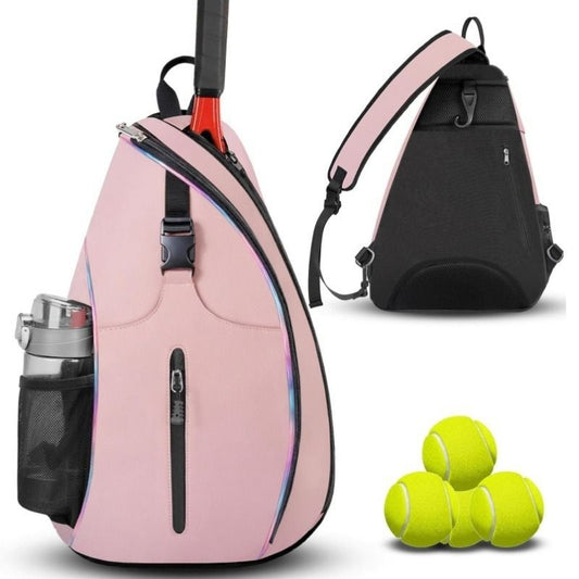 Multifunction Sling Tennis Bag, Waterproof Oxford Crossbody Sports Backpack, with Water Bottle Pocket & V1265-AU-155-FEN