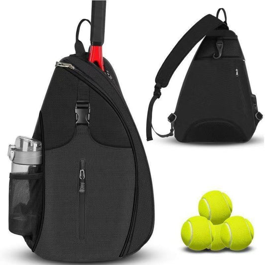 Multifunction Sling Tennis Bag, Waterproof Oxford Crossbody Sports Backpack, with Water Bottle Pocket & V1265-AU-155-HEI