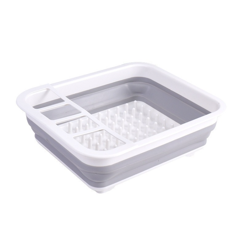 Multi Compartment Plastic Kitchen Utensil Holder, Foldable Dish Drain Basket for Bowl Plate Cup Chopsticks V1265-AU-162