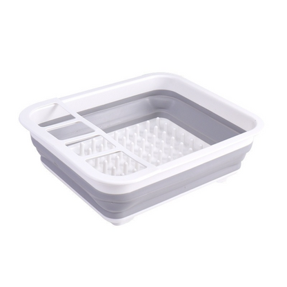 Multi Compartment Plastic Kitchen Utensil Holder, Foldable Dish Drain Basket for Bowl Plate Cup Chopsticks V1265-AU-162