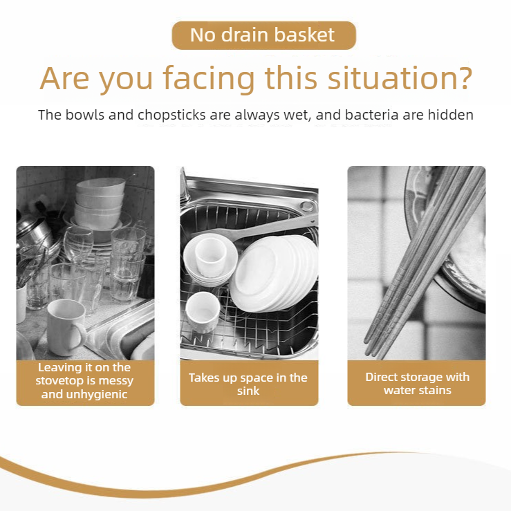 Multi Compartment Plastic Kitchen Utensil Holder, Foldable Dish Drain Basket for Bowl Plate Cup Chopsticks V1265-AU-162