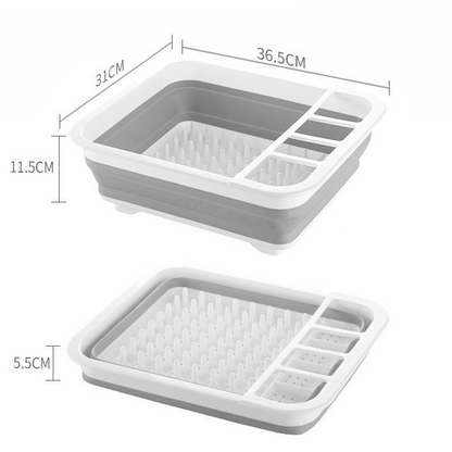 Multi Compartment Plastic Kitchen Utensil Holder, Foldable Dish Drain Basket for Bowl Plate Cup Chopsticks V1265-AU-162