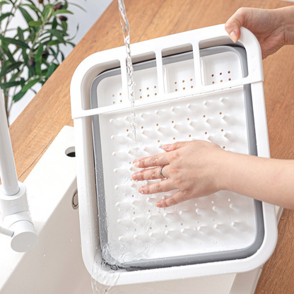Multi Compartment Plastic Kitchen Utensil Holder, Foldable Dish Drain Basket for Bowl Plate Cup Chopsticks V1265-AU-162