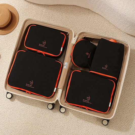 5-Piece Travel Packing Cubes, Wrinkle-Resistant Nylon Luggage Organizer Bags with Cosmetic Bag & Shoe Bag for V1265-AU-163-HEI