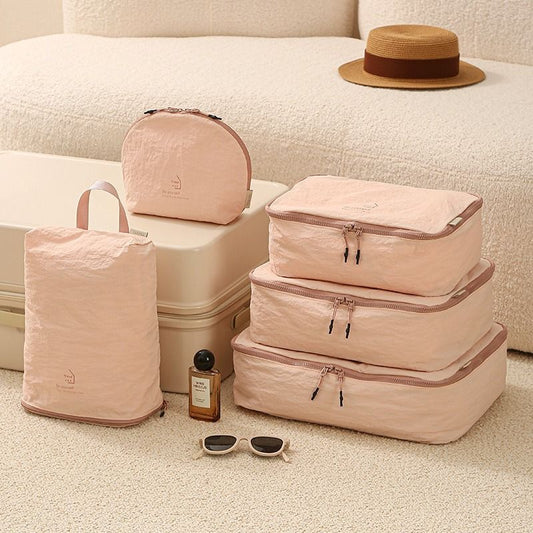 5-Piece Travel Packing Cubes, Wrinkle-Resistant Nylon Luggage Organizer Bags with Cosmetic Bag & Shoe Bag for V1265-AU-163-HEI