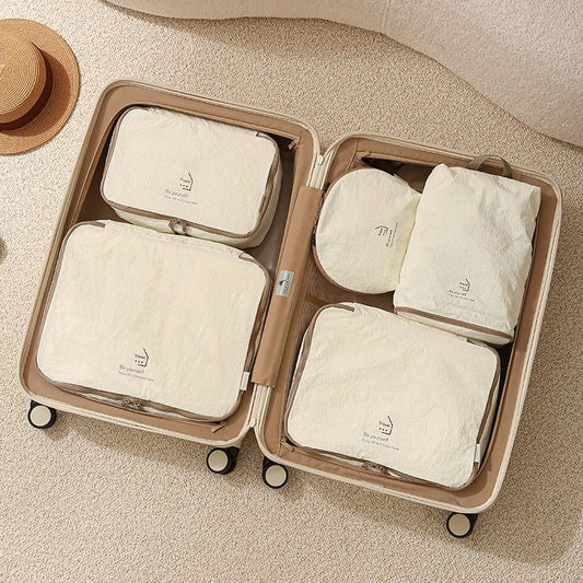 5-Piece Travel Packing Cube Set, Wrinkle-Resistant Nylon Luggage Organizer Bags with Cosmetic Bag & Shoe Bag V1265-AU-163-MI