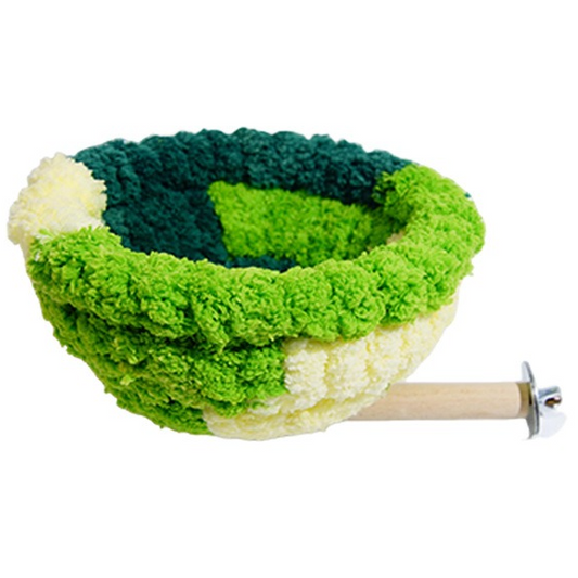 2-in-1 Parrot Perch Warm Bed Nest, Coral Fleece Hanging Bird Cage Sleeping Hut for Budgies, Cockatiels, V1265-AU-165-LV