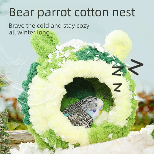 Thick Coral Fleece Winter Bird House with Plastic Frame & Metal Screw Hook for Budgies and Cockatiels - Blue V1265-AU-166-LAN