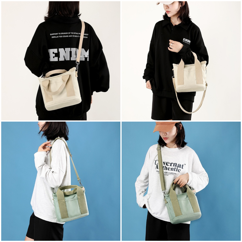 Multi-Compartment Canvas Tote Bag, 3-Way Handheld, Crossbody, and Shoulder Bag with Adjustable Strap for V1265-AU-167-HEI