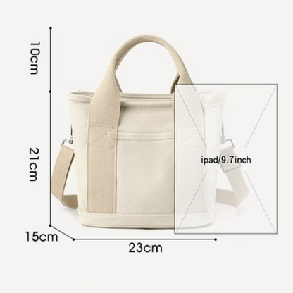 Multi-Compartment Canvas Tote Bag, 3-Way Handheld, Crossbody, and Shoulder Bag with Adjustable Strap for V1265-AU-167-KAQI