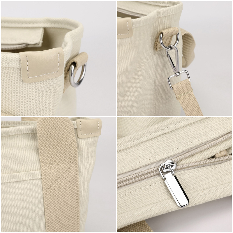 Multi-Compartment Canvas Tote Bag, 3-Way Handheld, Crossbody, and Shoulder Bag with Adjustable Strap for V1265-AU-167-LV