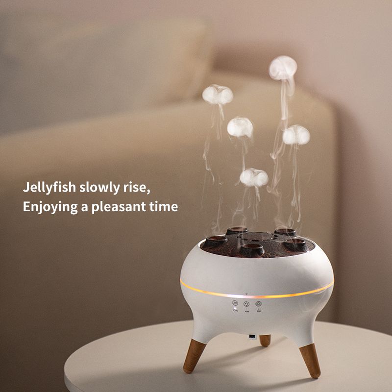 Jellyfish Smoke Ring Aroma Diffuser Humidifier, 7 Color Crack Night Light, Remote Control Timer Essential Oil V1265-AU-168-BAI