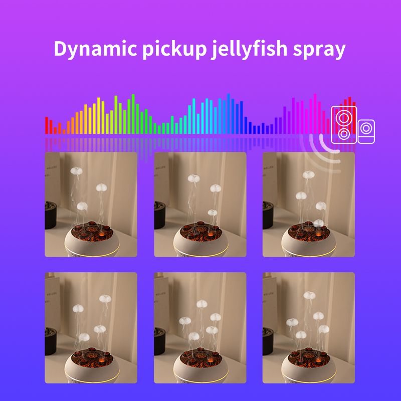 Jellyfish Smoke Ring Aroma Diffuser Humidifier, 7 Color Crack Night Light, Remote Control Timer Essential Oil V1265-AU-168-BAI