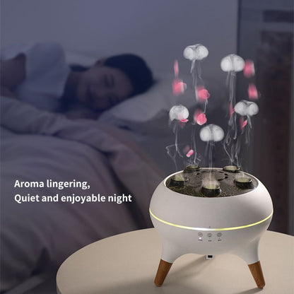 Jellyfish Smoke Ring Aroma Diffuser Humidifier, 7 Color Crack Night Light, Remote Control Timer Essential Oil V1265-AU-168-BAI