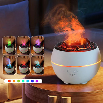 Volcano Flame Aroma Diffuser and Humidifier, 7-Color Changing Lava Fire Essential Oil Diffuser with Timer, V1265-AU-169-BAI