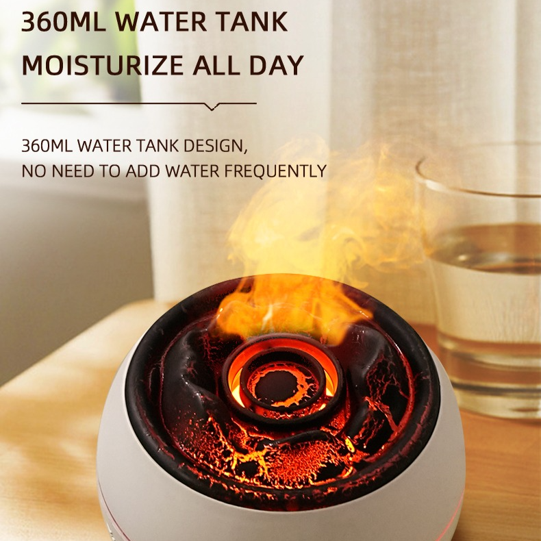 Volcano Flame Aroma Diffuser and Humidifier, 7-Color Changing Lava Fire Essential Oil Diffuser with Timer, V1265-AU-169-BAI