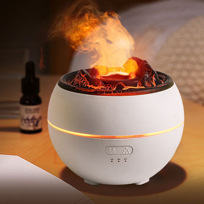 Volcano Flame Aroma Diffuser and Humidifier, 7-Color Changing Lava Fire Essential Oil Diffuser with Timer, V1265-AU-169-BAI