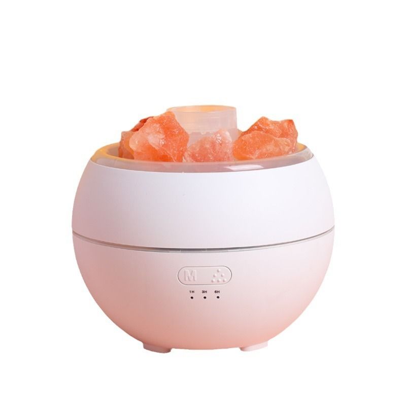 Himalayan Salt Stone Flame Aroma Diffuser, 4 in 1 Essential Oil Humidifier with Warm Night Light, Timer V1265-AU-170-BAI