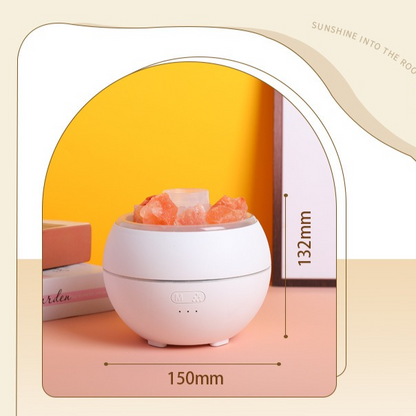 Himalayan Salt Stone Flame Aroma Diffuser, 4 in 1 Essential Oil Humidifier with Warm Night Light, Timer V1265-AU-170-BAI