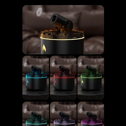 Cannon-Shaped Smoke Ring Aroma Diffuser and Humidifier, 2 Mist Modes, RGB Color-Changing Lava Lamp Essential V1265-AU-171-BAIJIN