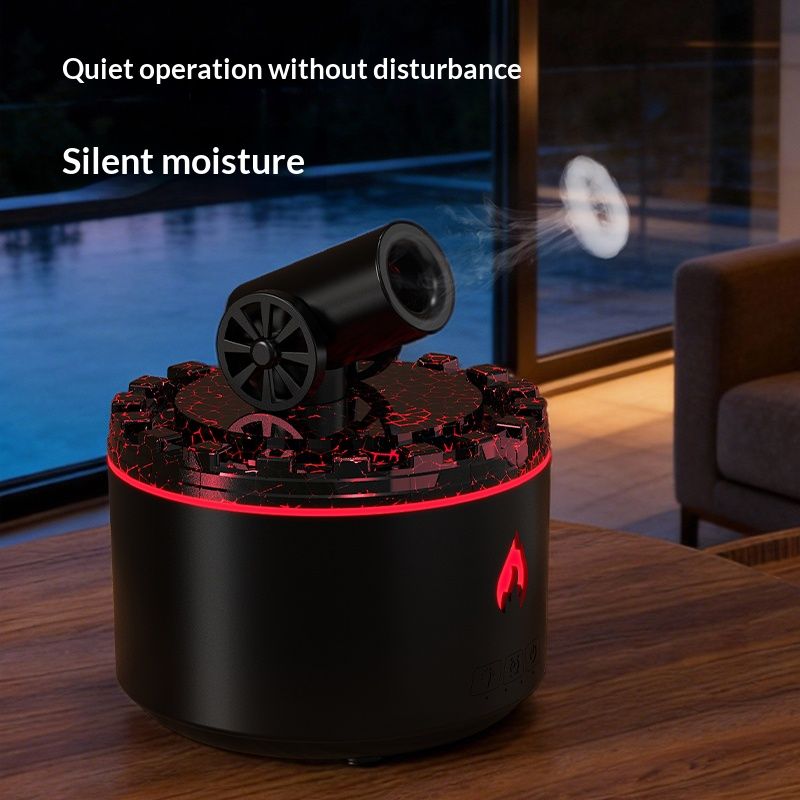 Cannon-Shaped Smoke Ring Aroma Diffuser and Humidifier, 2 Mist Modes, RGB Color-Changing Lava Lamp Essential V1265-AU-171-BAIYIN