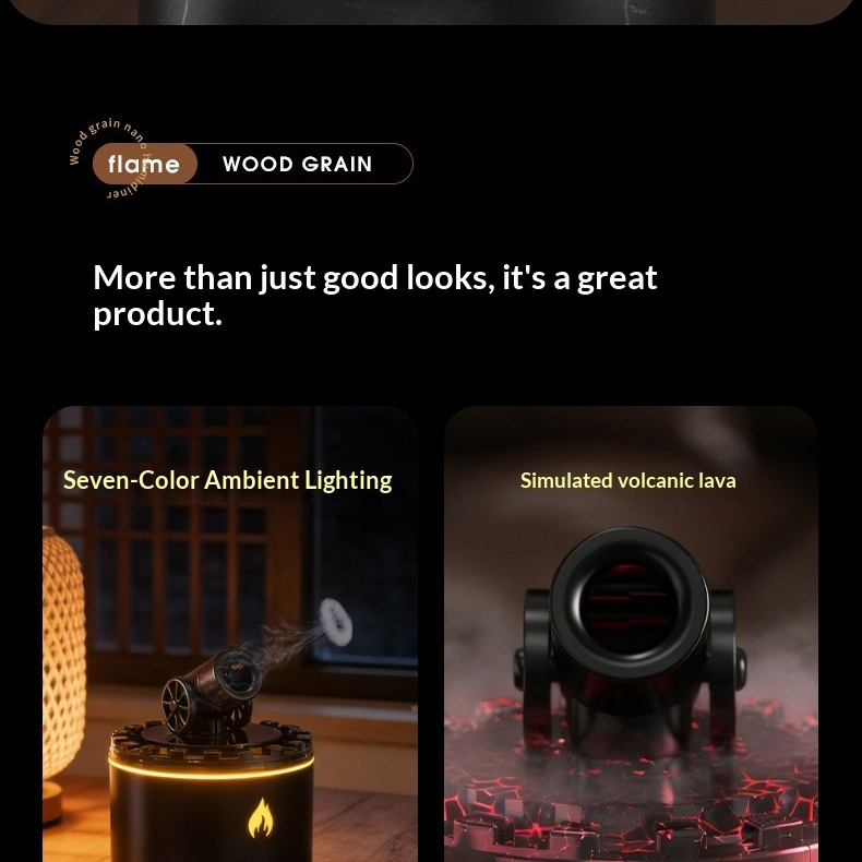 Cannon-Shaped Smoke Ring Aroma Diffuser and Humidifier, 2 Mist Modes, RGB Color-Changing Lava Lamp Essential V1265-AU-171-BAIYIN