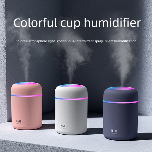 Mini Colorful Cup Humidifier, 300ml Portable USB Cool Mist Humidifier with 7-Color Night Light, for Car, V1265-AU-172-HUI