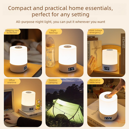 Remote Control Touch Bedside Night Light with Digital Clock, 3 Color Temperature & Dimmable LED Table V1265-AU-174-BAI
