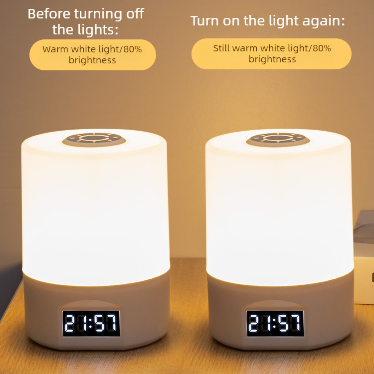 Remote Control Touch Bedside Night Light with Digital Clock, 3 Color Temperature & Dimmable LED Table V1265-AU-174-BAI