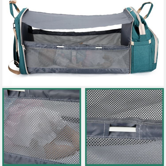 Convertible Baby Bed Diaper Backpack, Waterproof Oxford Multifunction Mommy Bag, 3-Way Hand/Shoulder/Backpack V1265-AU-176-HEI