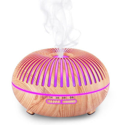 550ML Wood-Grain Aroma Diffuser and Humidifier with Bluetooth Speaker, 7-Color LED Night Light, Remote V1265-AU-177-QIANMU