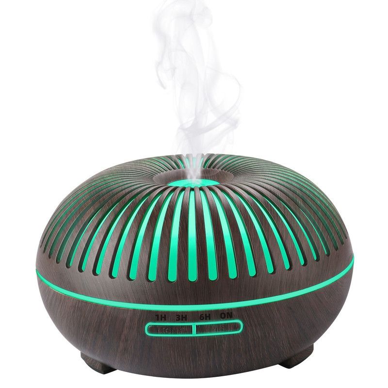 550ML Wood-Grain Aroma Diffuser and Humidifier with Bluetooth Speaker, 7-Color LED Night Light, Remote V1265-AU-177-SHENMU
