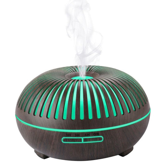 550ML Wood-Grain Aroma Diffuser and Humidifier with Bluetooth Speaker, 7-Color LED Night Light, Remote V1265-AU-177-SHENMU
