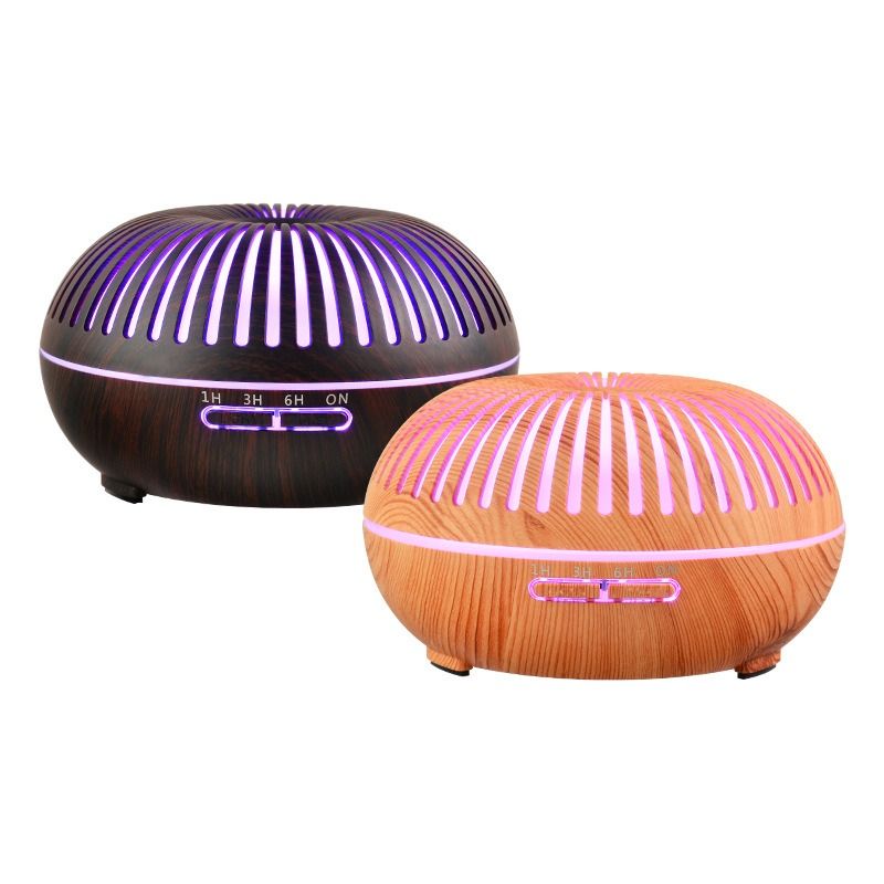 550ML Wood-Grain Aroma Diffuser and Humidifier with Bluetooth Speaker, 7-Color LED Night Light, Remote V1265-AU-177-SHENMU