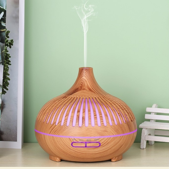 (2-Pack) 550ml Wood-Grain Ultrasonic Aroma Diffuser and Humidifier with 7-Color LED Night Light and Timer for V1265-AU-178-QIANMU-2