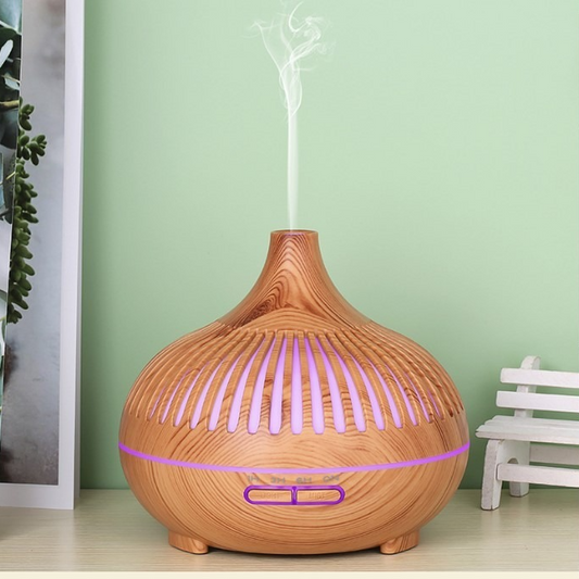 (2-Pack) 550ml Wood-Grain Ultrasonic Aroma Diffuser and Humidifier with 7-Color LED Night Light and Timer for V1265-AU-178-QIANMU-2
