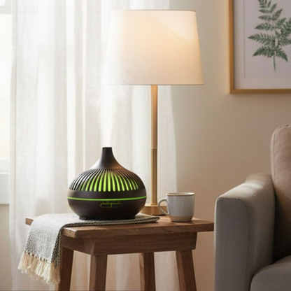 (2-Pack) 550ml Wood-Grain Ultrasonic Aroma Diffuser and Humidifier with 7-Color LED Night Light and Timer for V1265-AU-178-QIANMU-2