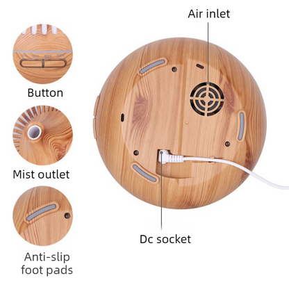(2-Pack) 550ml Wood-Grain Ultrasonic Aroma Diffuser and Humidifier with 7-Color LED Night Light and Timer for V1265-AU-178-QIANMU-2