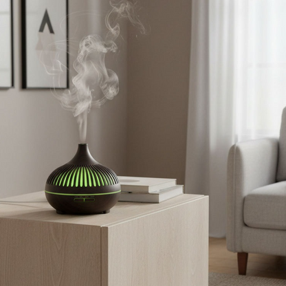(2-Pack) 550ml Wood-Grain Ultrasonic Aroma Diffuser and Humidifier with 7-Color LED Night Light and Timer for V1265-AU-178-SHENMU-2