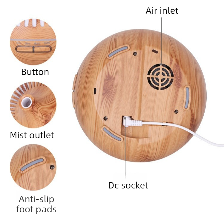 (2-Pack) 550ml Wood-Grain Ultrasonic Aroma Diffuser and Humidifier with 7-Color LED Night Light and Timer for V1265-AU-178-SHENMU-2
