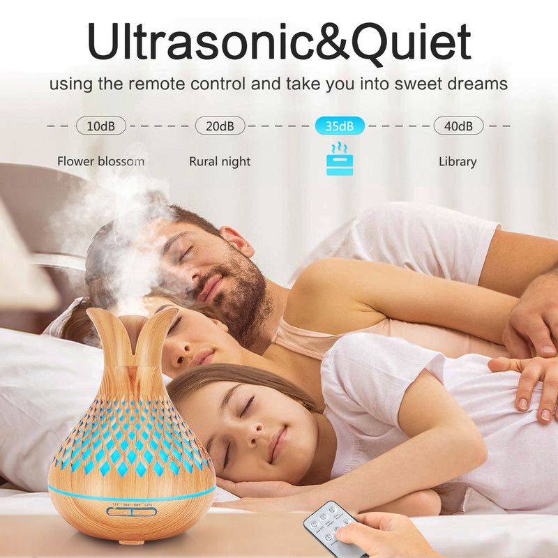 500ML Diamond Hollow Wood Grain Diffuser Humidifier, 7-Color LED Night Light, Remote Control, Timer, V1265-AU-181-QIANMU