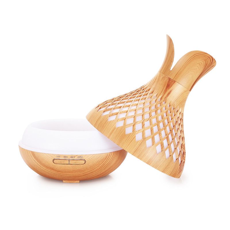 500ML Diamond Hollow Wood Grain Diffuser Humidifier, 7-Color LED Night Light, Remote Control, Timer, V1265-AU-181-QIANMU