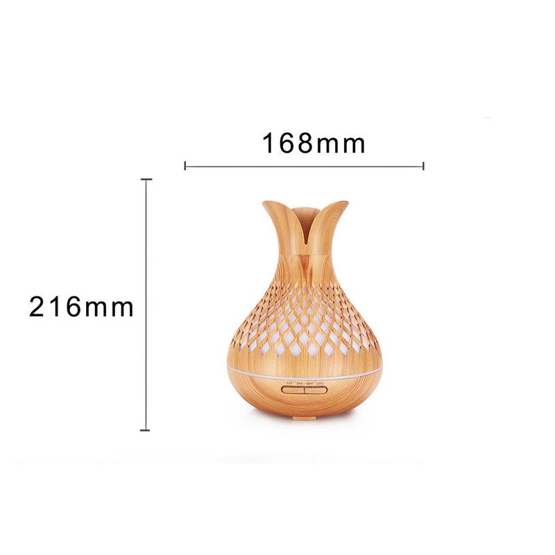 500ML Diamond Hollow Wood Grain Diffuser Humidifier, 7-Color LED Night Light, Remote Control, Timer, V1265-AU-181-QIANMU