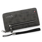 Vintage PU Leather Long Wallet for Men, Zipper-Around Phone Clutch with Detachable Wrist Strap - Black V1265-AU-182-HEI