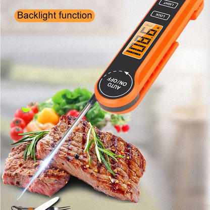 Foldable Digital Meat Thermometer, IPX5 Waterproof Fast Read with Backlight degrees C/ degrees F Switch for V1265-AU-197-CHENG